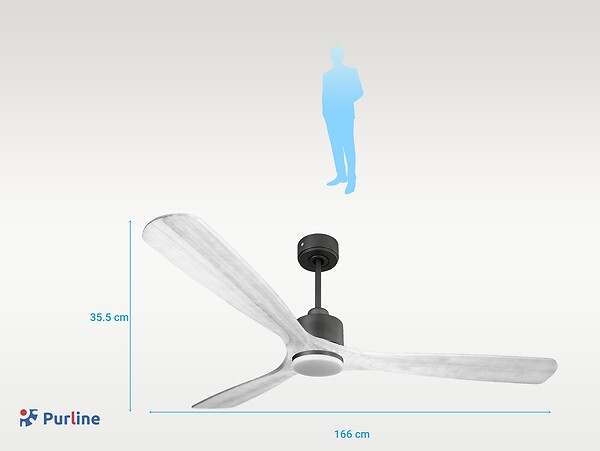 PURLINE - Ventilateur de plafond Réversible  Thermostat Dimmable Wifi Moteur à courant continu Toits en pente Télécommande Lumière à trois tons Hypersilence Mémoire - large