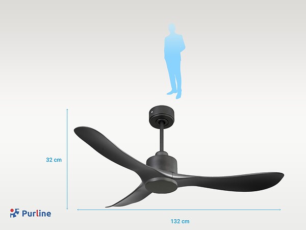 PURLINE - Ventilateur de plafond Réversible  Thermostat Wifi Moteur à courant continu Toits en pente Télécommande Hypersilence Mémoire - large