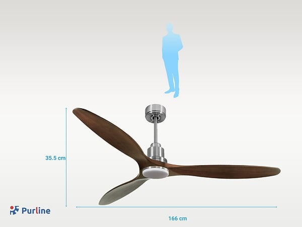 PURLINE - Ventilateur de plafond Réversible  Thermostat Dimmable Wifi Moteur à courant continu Toits en pente Télécommande Lumière à trois tons Hypersilence Mémoire - large