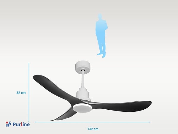 PURLINE - Ventilateur de plafond Réversible  Thermostat Pays vendable Wifi Moteur à courant continu Toits en pente Télécommande Hypersilence Mémoire - large