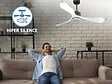 PURLINE - Ventilateur de plafond Réversible  Thermostat Dimmable Wifi Moteur à courant continu Toits en pente Télécommande Lumière à trois tons Adaptateur 2/3 Lames - vignette