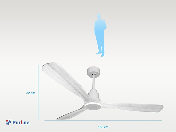 PURLINE - Ventilateur de plafond Réversible  Thermostat Wifi Moteur à courant continu Toits en pente Télécommande Hypersilence Mémoire Shopify Vendible (AUTOMATIQUE) - large