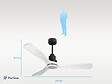 PURLINE - Ventilateur de plafond Réversible  Thermostat Dimmable Wifi Moteur à courant continu Toits en pente Télécommande Lumière à trois tons Hypersilence Mémoire - vignette