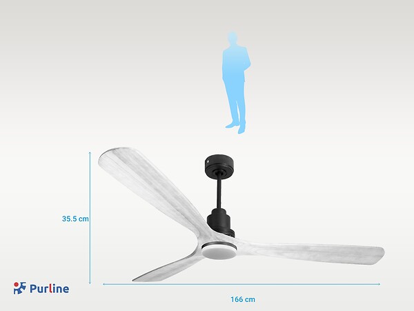 PURLINE - Ventilateur de plafond Réversible  Thermostat Dimmable Wifi Moteur à courant continu Toits en pente Télécommande Lumière à trois tons Hypersilence Mémoire - large