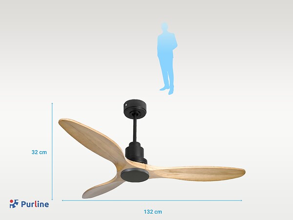 PURLINE - Ventilateur de plafond Réversible  Thermostat Wifi Moteur à courant continu Toits en pente Télécommande Hypersilence Mémoire - large