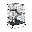 PAWHUT - PawHut Cage pour Petits Animaux Roulante 3 Rampes 3 Plates-formes Plat et Bouteille d'Eau Bac Inférieur Amovible Acier PP Noire - vignette