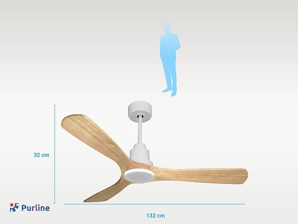 PURLINE - Ventilateur de plafond Réversible  Thermostat Wifi Moteur à courant continu Toits en pente Télécommande Hypersilence Mémoire - large