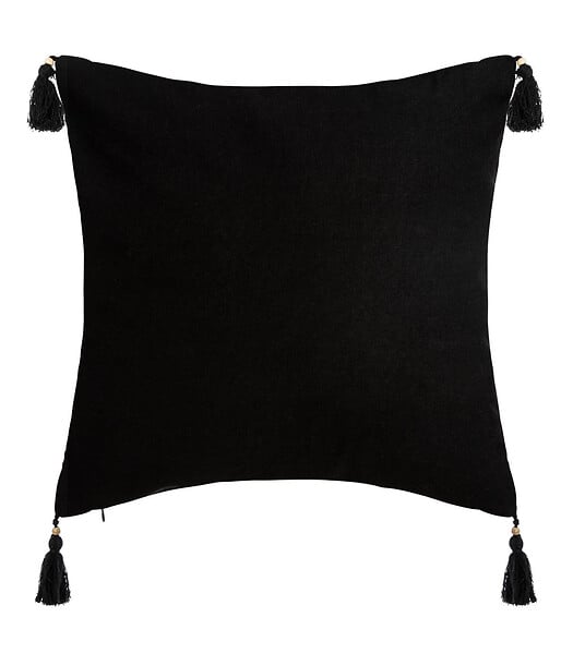 ATMOSPHERA - Housse de Coussin Tropiques et Pompons 40 x 40 cm - large