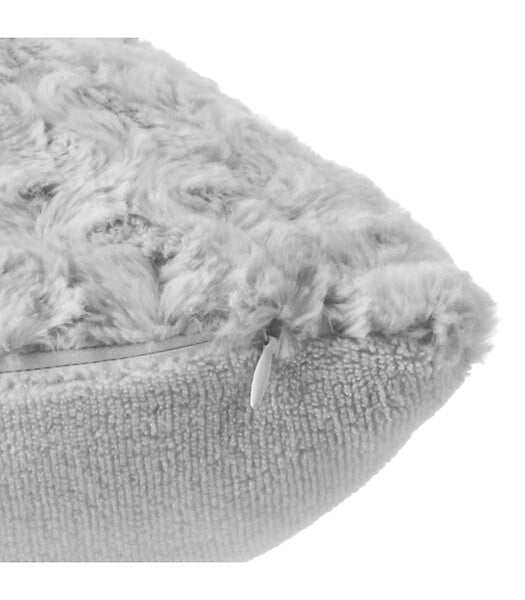 ATMOSPHERA - Coussin déhoussable en Fourrure Bouclée Gris clair  45 x 45 cm - large