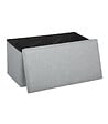 ATMOSPHERA - 2 en 1 Pouf pliant double et coffre de rangement Gris clair aspect Lin 76.6 x H 37.5 cm - vignette