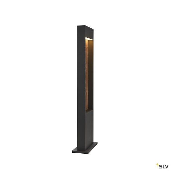 SLV - Borne extérieur SLV FLATT 65 anthracite/imitation bois avec LED intégrée pour éclairage extérieur, Hauteur 65 cm - large