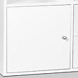 ID MARKET - Meuble de rangement en escalier LIAM 3 niveaux bois blanc fond gris avec porte et tiroirs - vignette