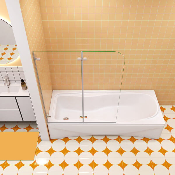 AICA SANITAIRE - Pare baignoire transparent en deux volets 120x140cm - large