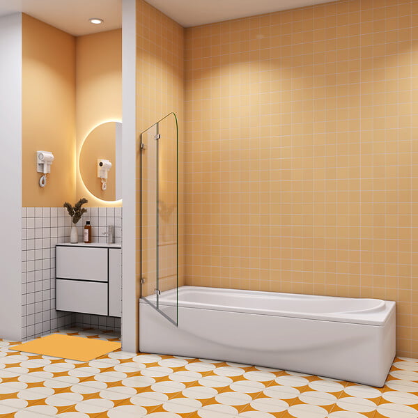 AICA SANITAIRE - Pare baignoire transparent en deux volets 120x140cm - large