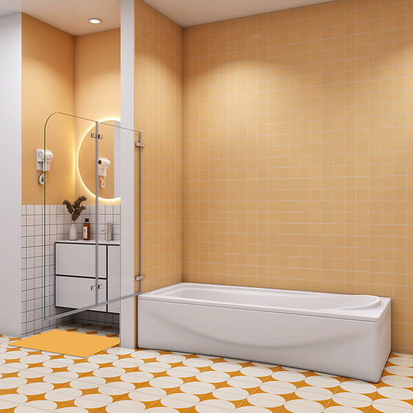 AICA SANITAIRE - Pare baignoire transparent en deux volets 120x140cm - large