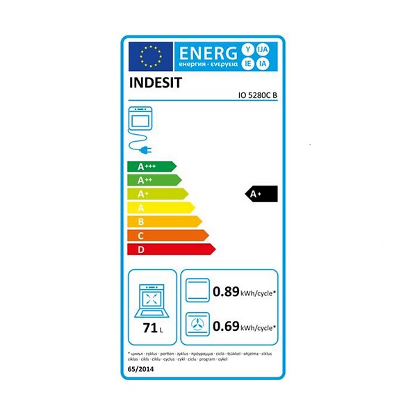 INDESIT - four intégrable multifonction 71l 60cm catalyse noir - IO5280CB - large