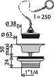 VALENTIN - Bonde de lavabo en laiton D63 bouchon avec enjoliveur chromé - VALENTIN - 00 115500 000 00 - vignette