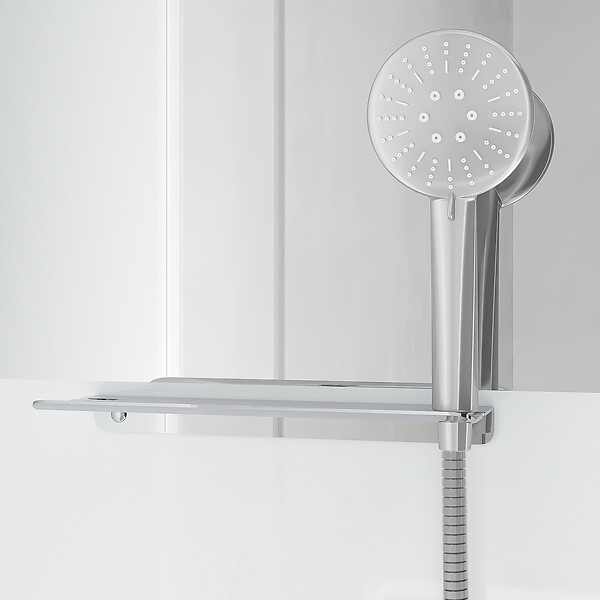 AURLANE - Cabine de Douche Carrée 90x90cm Porte Pivotante - Blanche - Bande Effet Miroir - SQUARE STRIPE - large