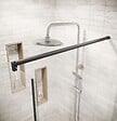AURLANE - Paroi de retour 90x180 cm pour Porte de Douche - Verre Trempe 5mm - Finition Noire - DARK ELEMENTARY - vignette