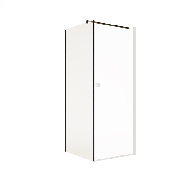AURLANE - Retour pour Porte de Douche 90x195cm Verre Trempe 8mm Anticalcaire - Alu Noir - DARK ELEMENTARY - large
