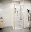 AURLANE - Porte de Douche Pivotante 90x195cm et Retour 90cm - Verre 8mm Anticalcaire - Profil Or Brosse - vignette