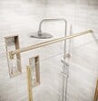 AURLANE - Porte de Douche Pivotante 90x195cm et Retour 90cm - Verre 8mm Anticalcaire - Profil Or Brosse - vignette