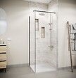 AURLANE - Paroi de retour 80x180 cm pour Porte de Douche - Verre Trempe 5mm - Finition Noire - DARK ELEMENTARY - vignette