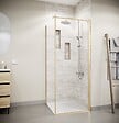 AURLANE - Porte de Douche Pivotante 70x195cm et Retour 80cm - Verre 8mm Anticalcaire - Profil Or Brosse - vignette