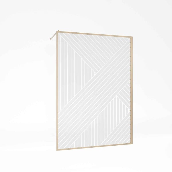 AURLANE - Paroi de douche 140x200 HINATA - Style Japandi Geometrique - Cadre Effet Bois - Verre 6mm - large