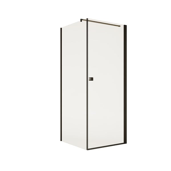 AURLANE - Porte de Douche Pivotante 90x180cm et Retour 80cm - Profil Noir - Verre 5mm - DARK ELEMENTARY - large