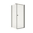 AURLANE - Porte de Douche Pivotante 90x180cm et Retour 80cm - Profil Noir - Verre 5mm - DARK ELEMENTARY - vignette