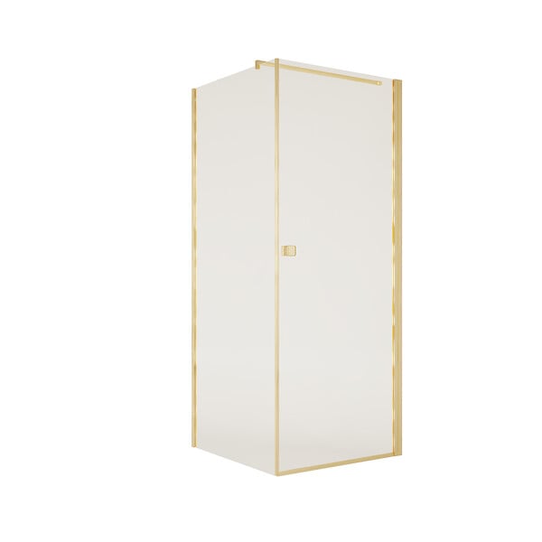AURLANE - Porte de Douche Pivotante 80x195cm et Retour 90cm - Verre 8mm Anticalcaire - Profil Or Brosse - large