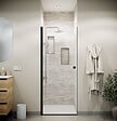 AURLANE - Porte de Douche Pivotante 80x195cm - Verre Trempe 8mm Anticalcaire - Alu Noir - DARK ELEMENTARY - vignette