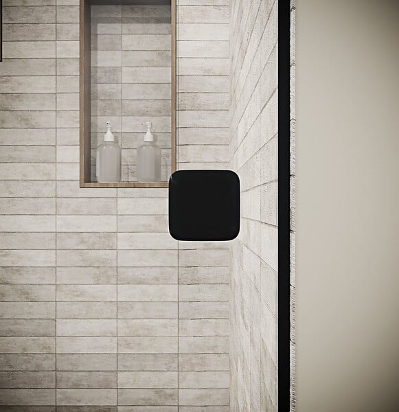 AURLANE - Porte de Douche Pivotante 80x195cm - Verre Trempe 8mm Anticalcaire - Alu Noir - DARK ELEMENTARY - large