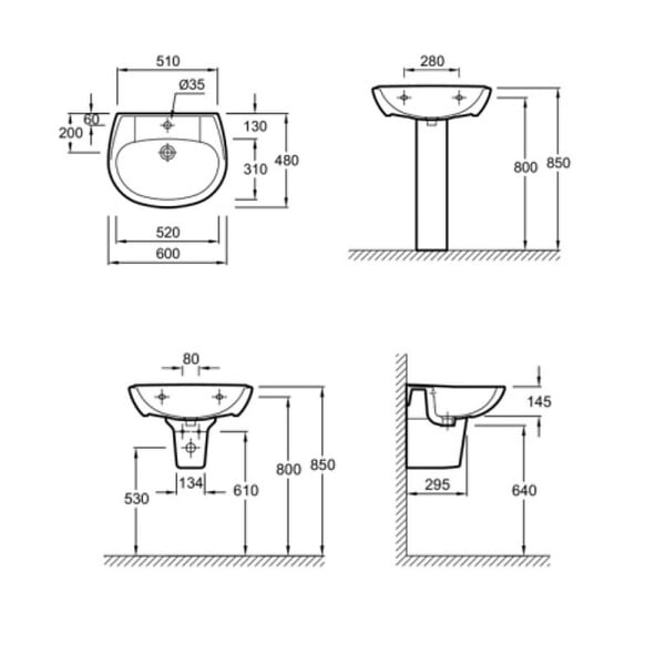 JACOB DELAFON - Lavabo sur colonne Brive - large