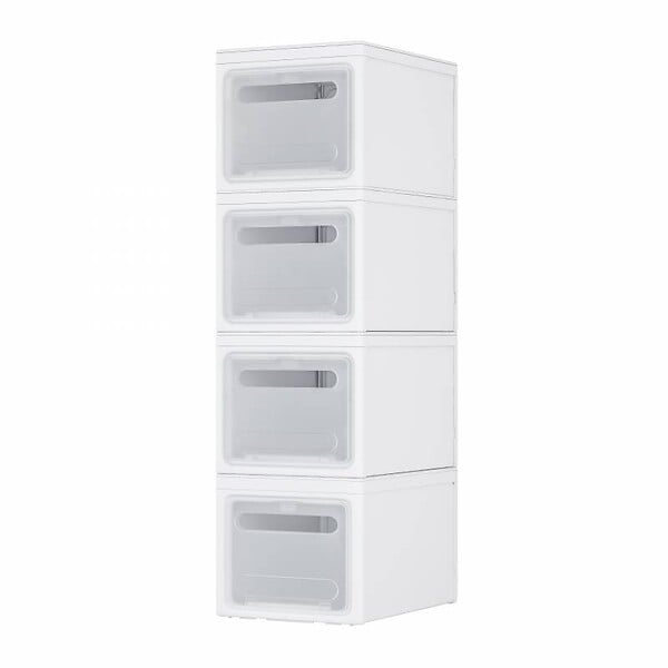 SECURY-T - Boite rangement plastique - Empilables - Avec couvercles  - Blanc - large