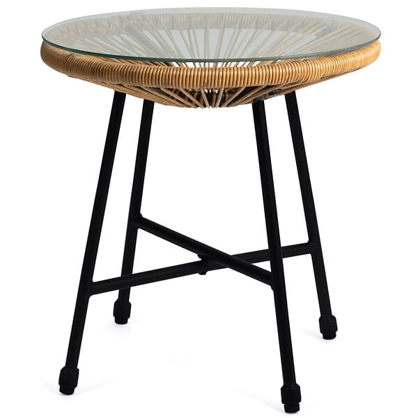ID MARKET - Salon de jardin IZMIR table et 2 fauteuils oeuf cordage effet rotin - large