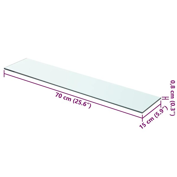 VIDAXL - vidaXL Panneau pour étagère de salon chambre Verre transparent 70 x 15 cm - large