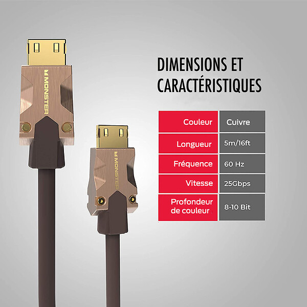 MONSTER - CABLE HDMI M2000 UHD 4K HDR10+ 25GBPS 5M - large