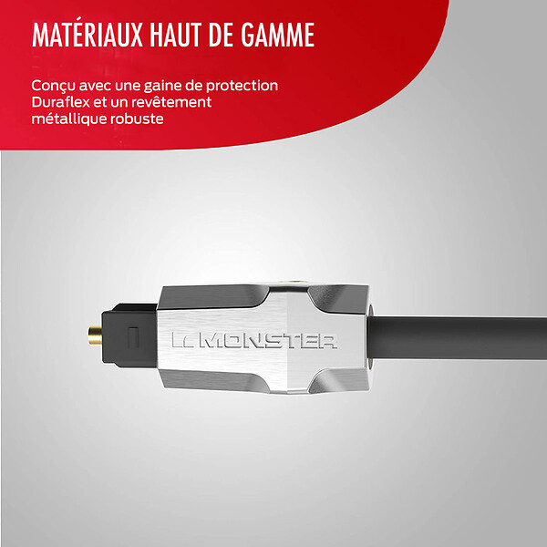 MONSTER - Câble fibre optique 3 m, câble en fibre optique, son surround, câble audio numérique, transmission optimale du signal, câble pour home cinéma - large