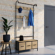 ID MARKET - Vestiaire d'entrée UTAH avec banc et 3 tiroirs en tissu design industriel - vignette
