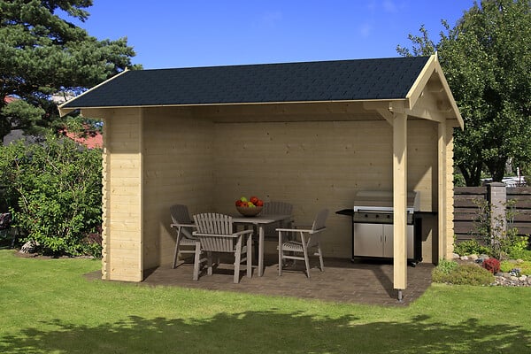 LASITAMAJA - Abri bois KIRIAN 300 - 28 mm - surface hors tout 16.35m2 -double pente - large