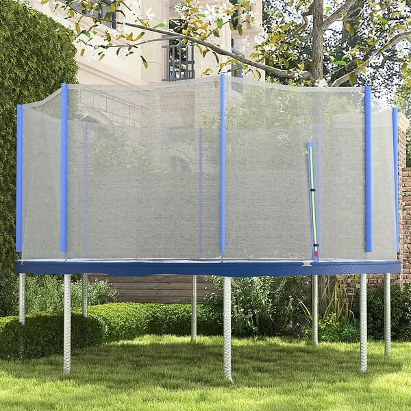 SPORTNOW - Filet de sécurité trampoline porte zipée Ø 366 cm 8 poteaux bleu noir - large