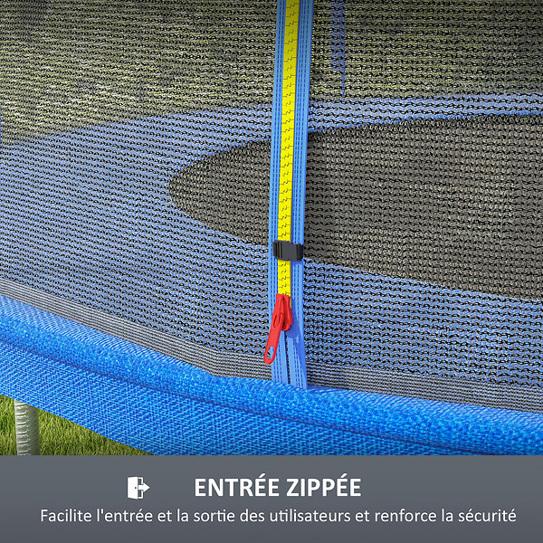 SPORTNOW - Filet de sécurité trampoline porte zipée Ø 366 cm 8 poteaux bleu noir - large