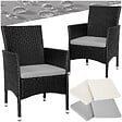 TECTAKE - Lot de 2 fauteuils de jardin en rotin avec 2 sets de housses noir/beige - vignette