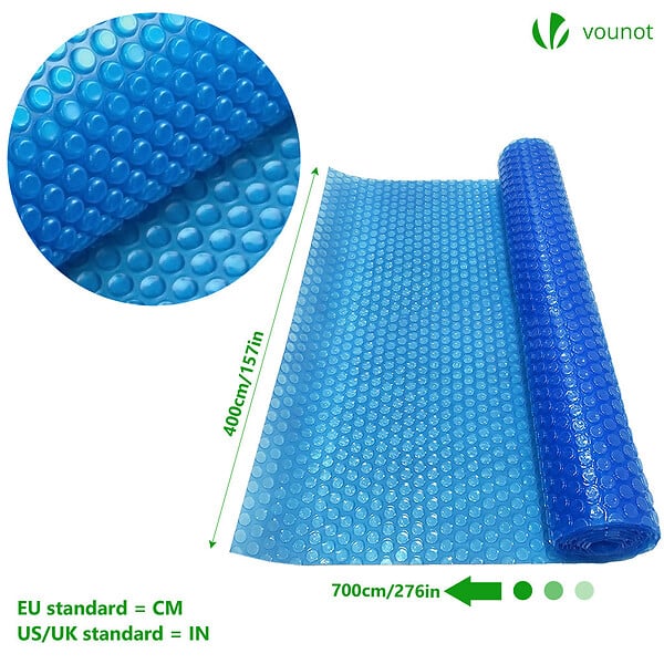 VOUNOT - Bache a bulle piscine 120 microns rectangulaire decoupable 700x400cm bleu - large