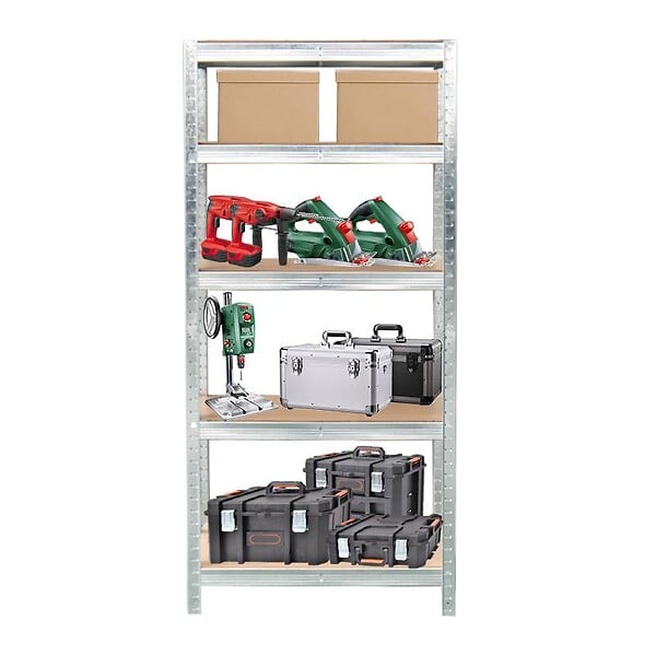 SECURY-T - Étagère rayonnage modulable en métal, 5 étages, 175kg/par étagère - large