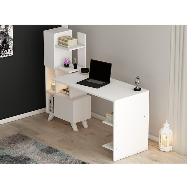 CONCEPT USINE - Bureau contemporain 9 rangements - blanc KUHMO - large