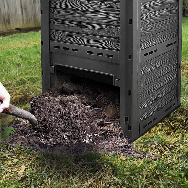 VOUNOT - Composteur de jardin 300L Qualité Supérieure pour Jardin Déchets Imitation Style bois noir - large