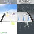 VOUNOT - Auvent de porte marquise 100x80 cm transparent en Polycarbonate anti UV Noir - vignette